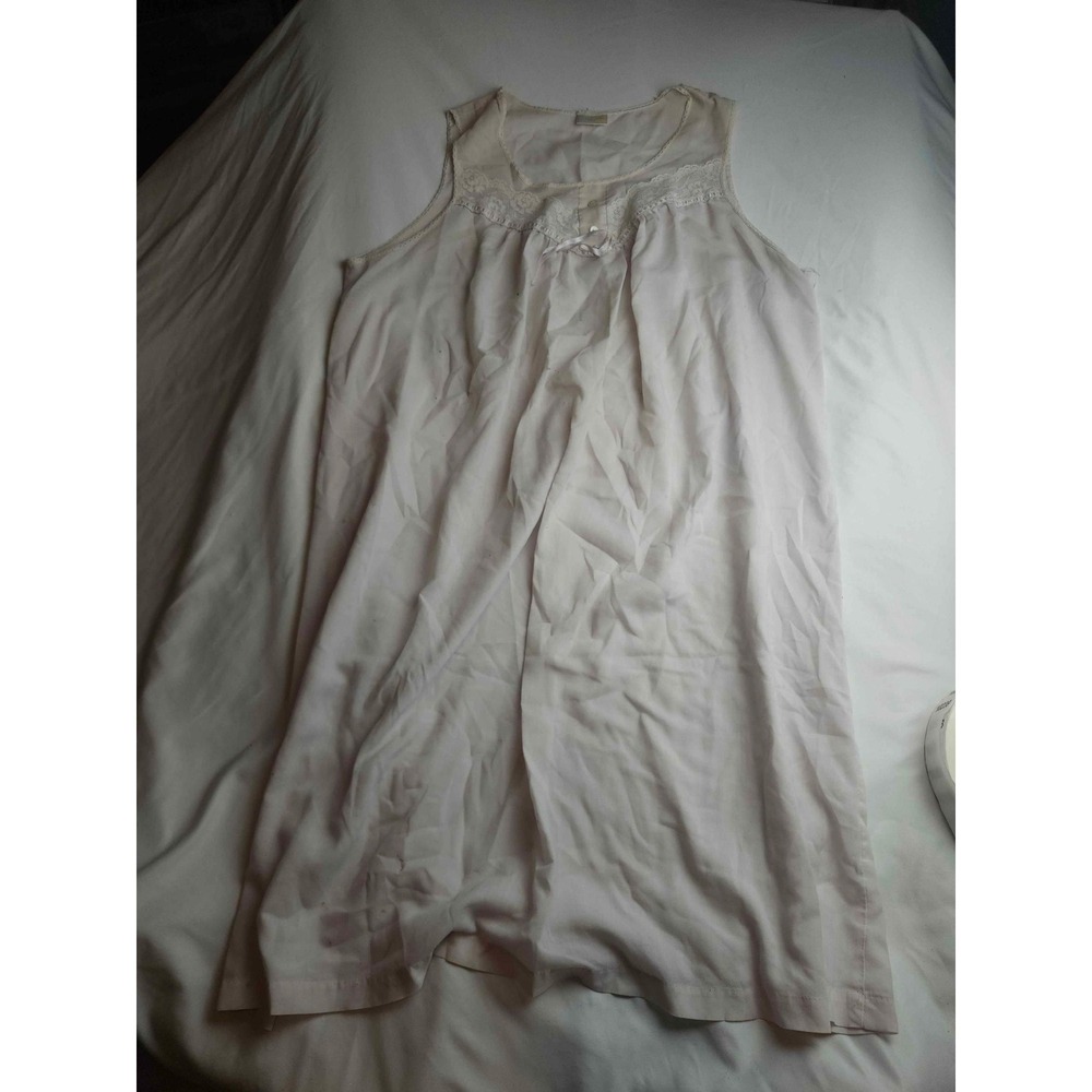 Simply Basic White Lace Trim Sleeveless Nightgown Sleepwear Womens Large